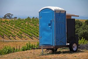 Deluxe porta potty at a wine vineyard